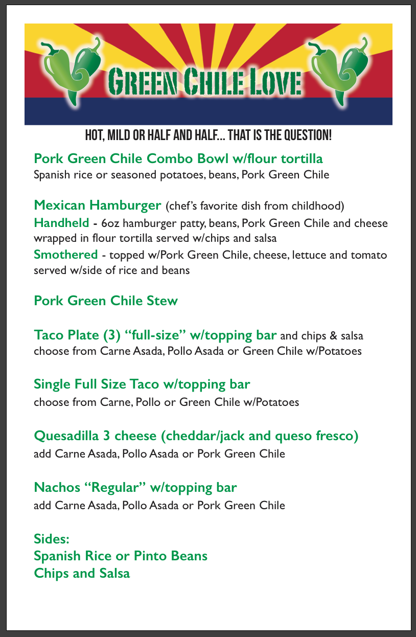 Best Hatch Green Chile in Arizona · Green Chile Love Food Truck